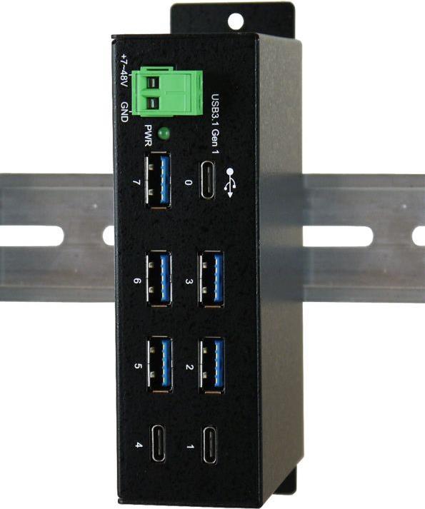Exsys EX-1196HMS - Hub - 5 x USB 3,1 Gen 1 + 2 x USB-C - an DIN-Schiene montierbar - Gleichstrom (EX-1196HMS)