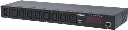 Intellinet 48,30cm (19") Intelligent 8-Port PDU, 48,30cm (19") Rackmountable C13 Intelligent Power Distribution Unit, Monitors Power, Temperature and Humidity - Stromverteilungseinheit (Rack - einbaufähig) - Wechselstrom 110-240 V - Ethernet - Eingabe, Eingang IEC 60320 C20 - Ausgangsanschlüsse: 8 (power IEC 60320 C13) - 48,3 cm (19") (163682)