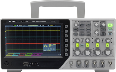 VOLTCRAFT Digital-Oszilloskop DSO-1204F 200 MHz 4-Kanal 1 GSa/s 64 kpts 8 Bit Digital-Speicher (DSO), Funktionsgenerato (DSO-1204F)