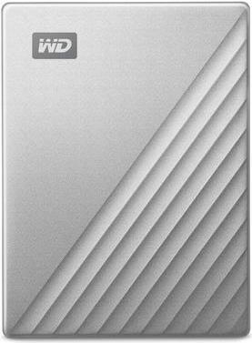 WD My Passport Ultra for Mac WDBKYJ0020BSL - Festplatte - verschlüsselt - 2 TB - extern (tragbar) - USB 3.0 (USB-C Steckverbinder) - 256-Bit-AES - Silber