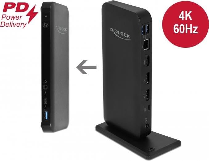 Delock USB Type-C DP 1,4 Docking Station 4K - Dockingstation - USB-C 3,2 Gen 2 - HDMI, DP - 1GbE - 85 Watt (87746)
