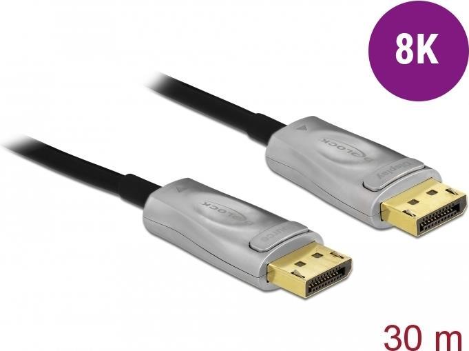 DeLOCK - DisplayPort-Kabel - DisplayPort (M) bis DisplayPort (M) - DisplayPort 1,4 - 30,0m - aktiv, unterstützt 8K UHD (7680 x 4320), hauchvergoldete Kontakte - Schwarz (85889)