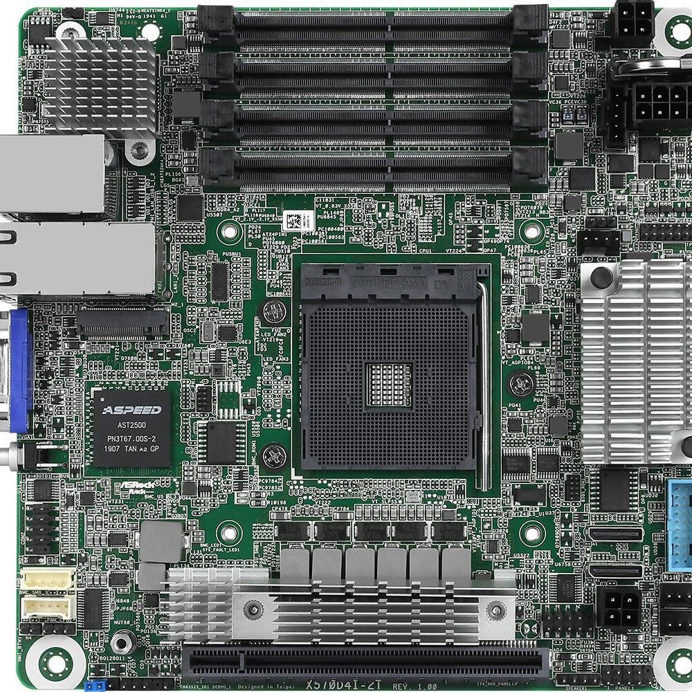 ASRock Rack X570D4I-2T - Motherboard - Mini-ITX - Socket AM4 - AMD X570 Chipsatz - USB 3,2 Gen 1, USB 3,2 Gen 2 - 2 x 10 Gigabit LAN - Onboard-Grafik (X570D4I-2T)