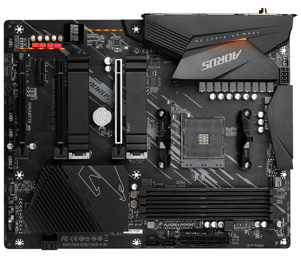 Gigabyte B550 AORUS ELITE AX V2 - AMD - Socket AM4 - AMD Ryzen 3 3rd Gen - 3rd Generation AMD Ryzen 5 - 3rd Generation AMD Ryzen 7 - 3rd Generation AMD... - DDR4-SDRAM - DIMM - 2133,2400,2667,2933,3200,3333,3600,4000,4400,4600,4733 MHz (GA-B550-AORUS ELITE AX v2)
