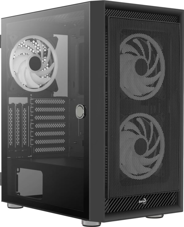 AeroCool Graphite-G-BK-v3 - MDT - ATX - Seitenteil mit Fenster (gehärtetes Glas) - keine Spannungsversorgung (ATX) - Schwarz - USB/Audio (ACCM-PB24133.11)