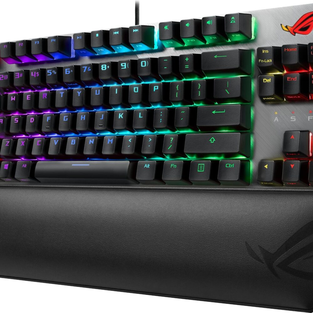 ASUS ROG Strix Scope TKL Deluxe - Tastatur - Hintergrundbeleuchtung - USB - Deutsch - Tastenschalter: CHERRY MX Brown - Grau, Schwarz (90MP00N7-BKDA00)
