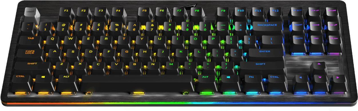 Mountain Everest Core - Tastatur - mit Mediendock - Hintergrundbeleuchtung - USB-C - QWERTZ - Deutsch - Tastenschalter: CHERRY MX Red - schwarz (MG-EVK2B-CR1-DE)