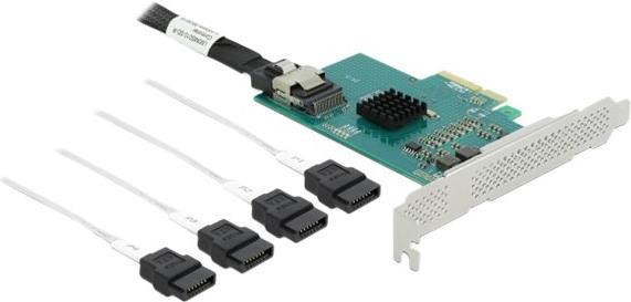 Delock - Speichercontroller (RAID) - 4 Sender/Kanal - SATA 6Gb/s Low-Profile - 600MBps - RAID 0, 1, 10 - PCIe 2,0 x4 (89051)