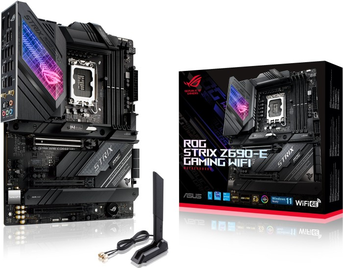 ASUS ROG STRIX Z690-E GAMING WIFI - Motherboard - ATX - LGA1700-Sockel - Z690 Chipsatz - USB-C Gen 2x2, USB-C Gen2, USB 3,2 Gen 1, USB 3,2 Gen 2 - 2,5 Gigabit LAN, Wi-Fi, Bluetooth - Onboard-Grafik (CPU erforderlich) - HD Audio (8-Kanal) (90MB18J0-M0EAY0)