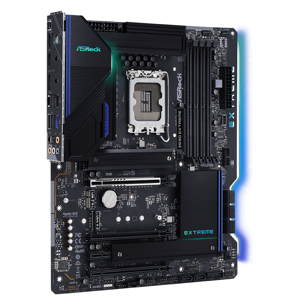 ASRock Z690 Extreme - Motherboard - ATX - LGA1700-Sockel - Z690 Chipsatz - USB-C Gen2, USB 3,2 Gen 1, USB 3,2 Gen 2, USB-C Gen 2x2 - Gigabit LAN, 2,5 Gigabit LAN - Onboard-Grafik (CPU erforderlich) - HD Audio (8-Kanal) (90-MXBHN0-A0UAYZ)