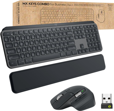 Logitech MX Keys Combo for Business - Tastatur-und-Maus-Set - hinterleuchtet - kabellos - Bluetooth LE - QWERTY - Pan-Nordic - Graphite