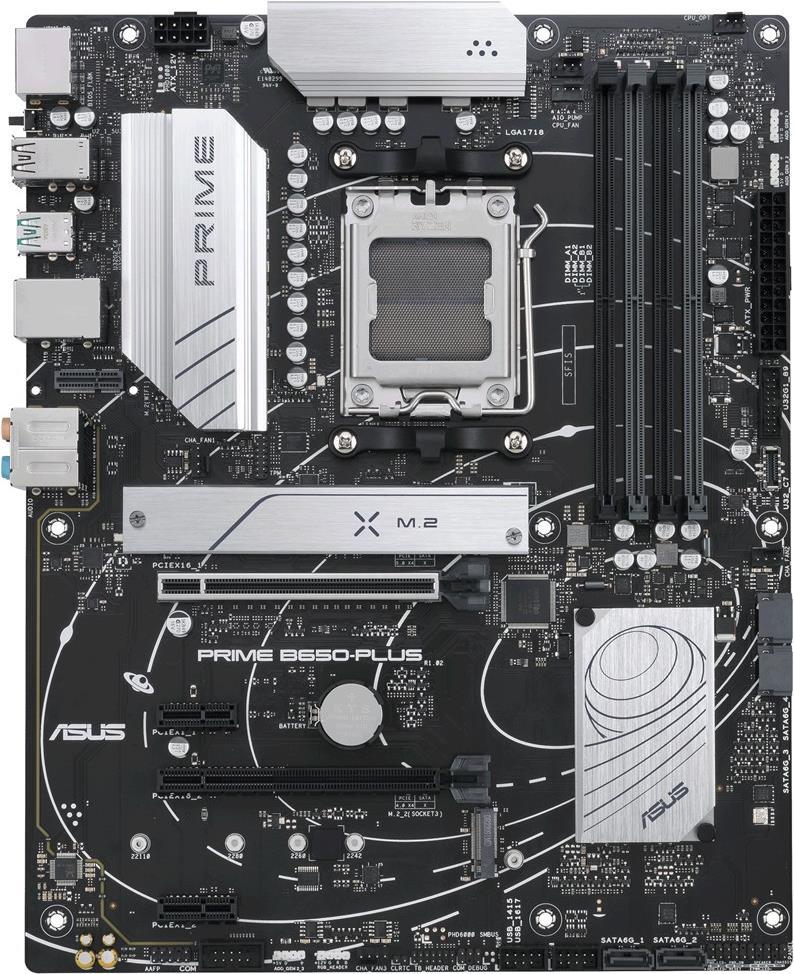 ASUS Prime B650-Plus - Motherboard - ATX - Socket AM5 - AMD B650 Chipsatz - USB-C 3,2 Gen2, USB 3,2 Gen 2, USB 3,2 Gen 1, USB-C 3,2 Gen 1 - 2,5 Gigabit LAN - Onboard-Grafik (CPU erforderlich) - HD Audio (8-Kanal) (90MB1BS0-M0EAY0)