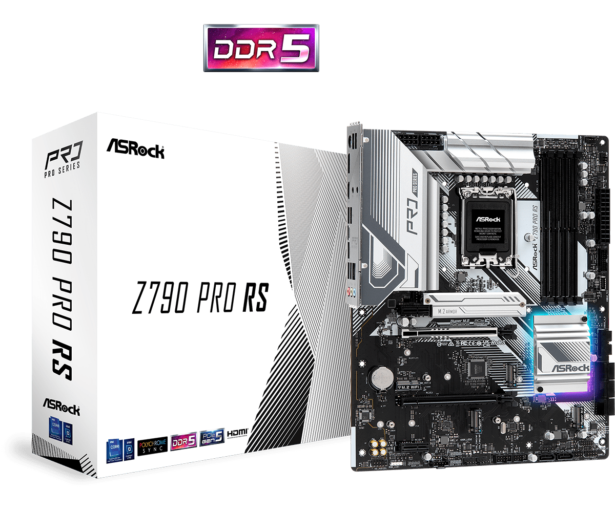 ASRock Z790 Pro RS - Motherboard - ATX - LGA1700-Sockel - Z790 Chipsatz - USB-C Gen2, USB 3,2 Gen 1, USB 3,2 Gen 2, USB-C 3,2 Gen 2x2 - 2,5 Gigabit LAN - Onboard-Grafik (CPU erforderlich) - High Definition Audio (7,1-Channel) (90-MXBK40-A0UAYZ)