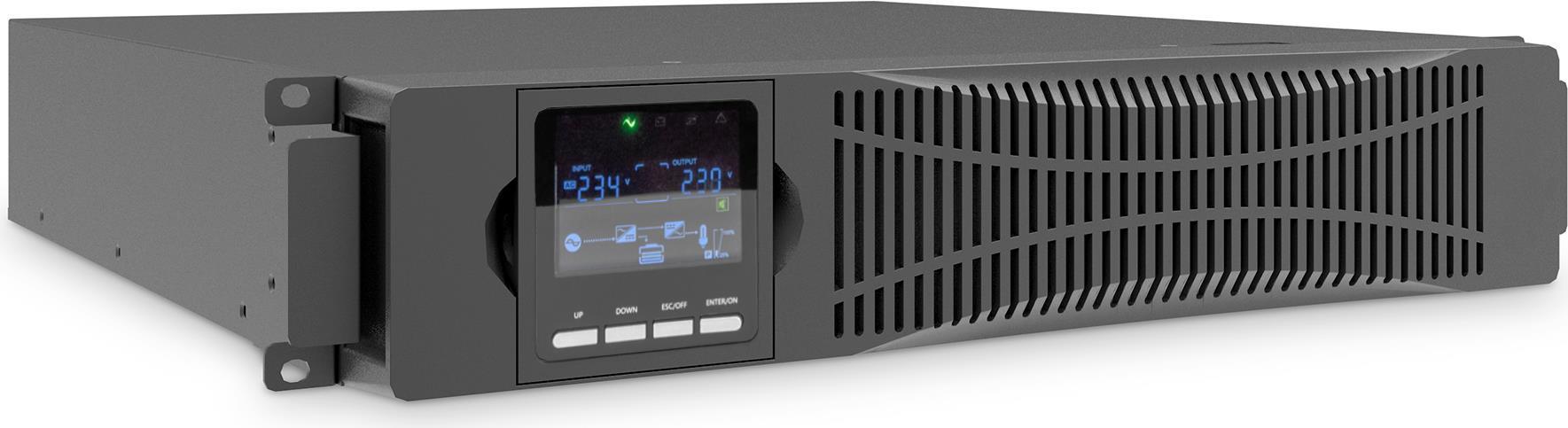 DIGITUS - USV (in Rack montierbar/extern) - online - Wechselstrom 208/220/230/240 V - 2000 Watt - 2000 VA - 1-phasig - RS-232, USB - Ausgangsanschlüsse: 8 - 2U - 48,3 cm (19") - 1,8m Schnur (DN-170095)