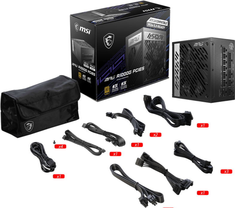MSI MPG A1000G PCIE5 Netzteil 1000 W 20+4 pin ATX ATX Schwarz (306-7ZP7C11-CE0)