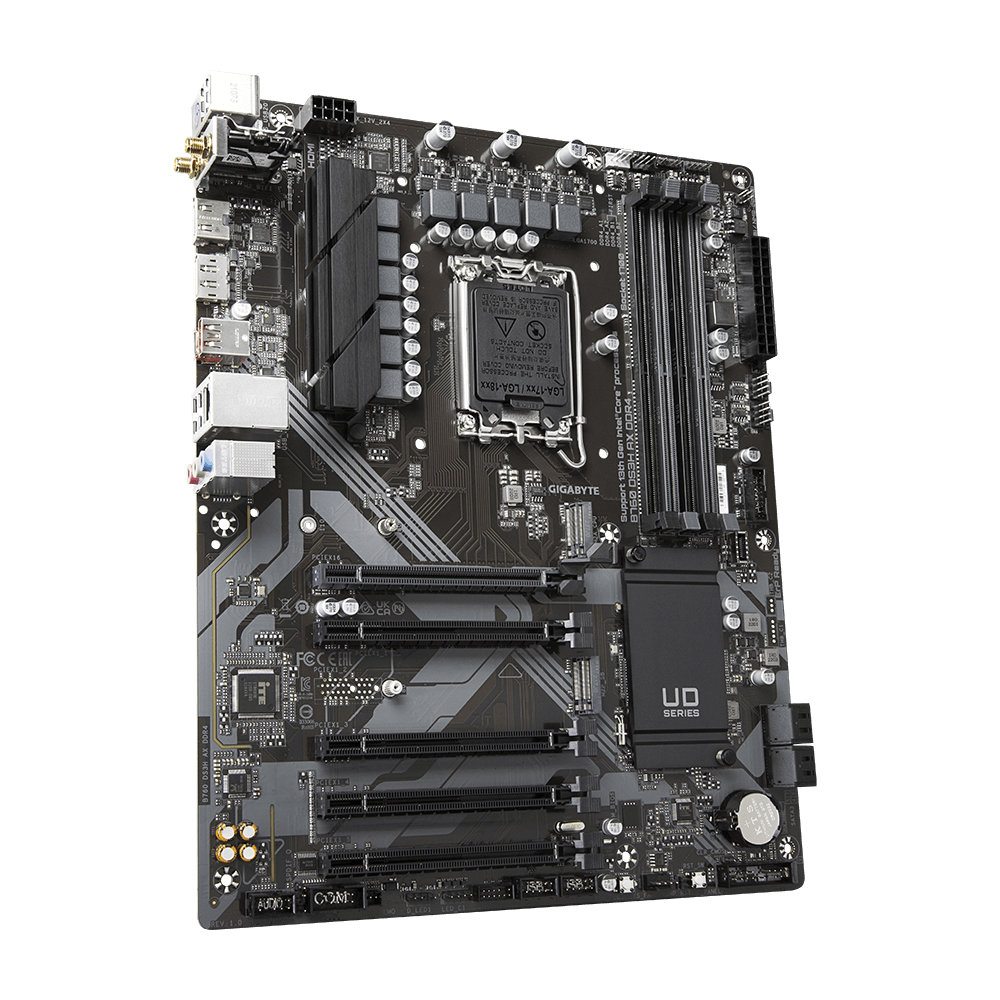 Gigabyte B760 DS3H AX DDR4 - 1.X - Motherboard - ATX - LGA1700-Sockel - B760 Chipsatz - USB-C 3,2 Gen 2x2, USB 3,2 Gen 2, USB 3,2 Gen 1 - Gigabit LAN, Wi-Fi 6E - Onboard-Grafik (CPU erforderlich) - HD Audio (8-Kanal) (B760 DS3H AX DDR4)