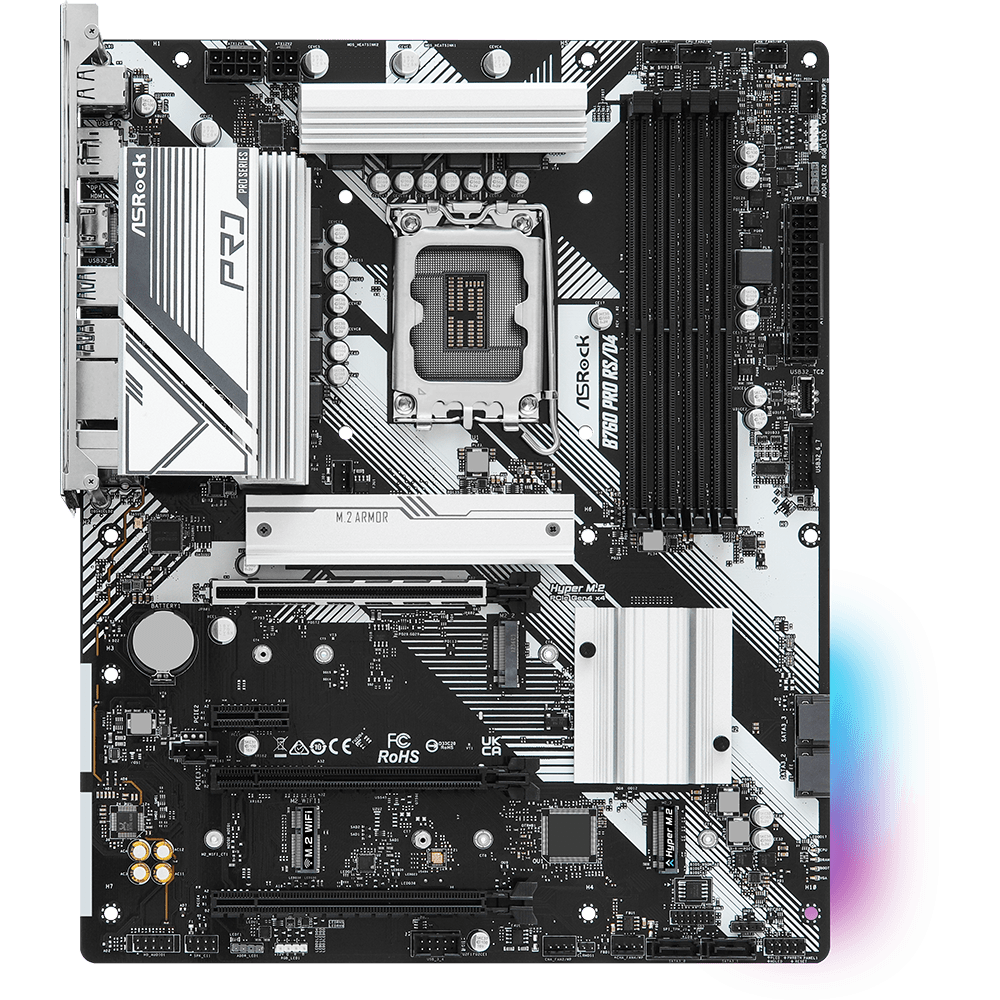 ASRock B760 PRO RS/D4 - Motherboard - ATX - LGA1700-Sockel - B760 Chipsatz - USB 3,2 Gen 1, USB-C 3,2 Gen2, USB-C 3,2 Gen 1 - 2,5 Gigabit LAN - Onboard-Grafik (CPU erforderlich) - HD Audio (8-Kanal) (90-MXBL80-A0UAYZ)