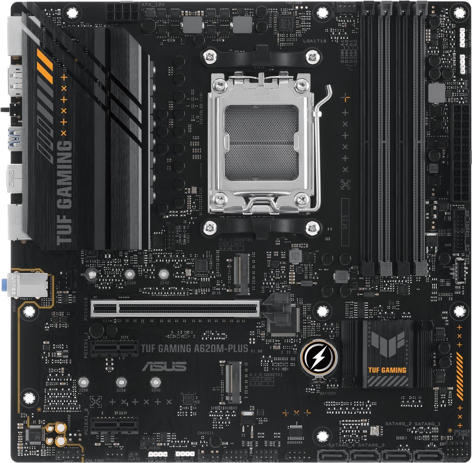 ASUS TUF GAMING A620M-PLUS - Motherboard - micro ATX - Socket AM5 - AMD A620 Chipsatz - USB 3,1 Gen 1, USB-C 3,2 Gen 1 - 2,5 Gigabit LAN - Onboard-Grafik (CPU erforderlich) - HD Audio (8-Kanal) (90MB1EZ0-M0EAY0)