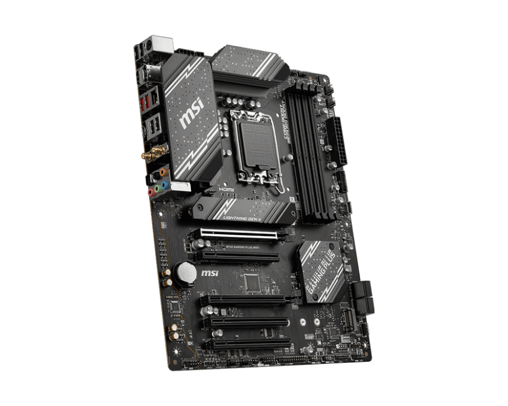 MSI B760 GAMING PLUS WIFI - Motherboard - ATX - LGA1700-Sockel - B760 Chipsatz - USB 3,2 Gen 1, USB 3,2 Gen 2, USB-C 3,2 Gen2 - 2,5 Gigabit LAN, Bluetooth, Wi-Fi - Onboard-Grafik (CPU erforderlich) - HD Audio (8-Kanal) (7D98-007R)