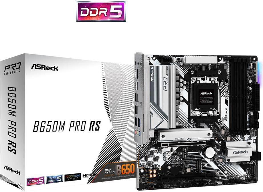 ASRock B650M PRO RS - Motherboard - micro ATX - Socket AM5 - AMD B650 Chipsatz - USB 3,2 Gen 1, USB 3,2 Gen 2, USB-C 3,2 Gen2, USB-C 3,2 Gen 1 - 2,5 Gigabit LAN - Onboard-Grafik (CPU erforderlich) - HD Audio (8-Kanal) (90-MXBLP0-A0UAYZ)