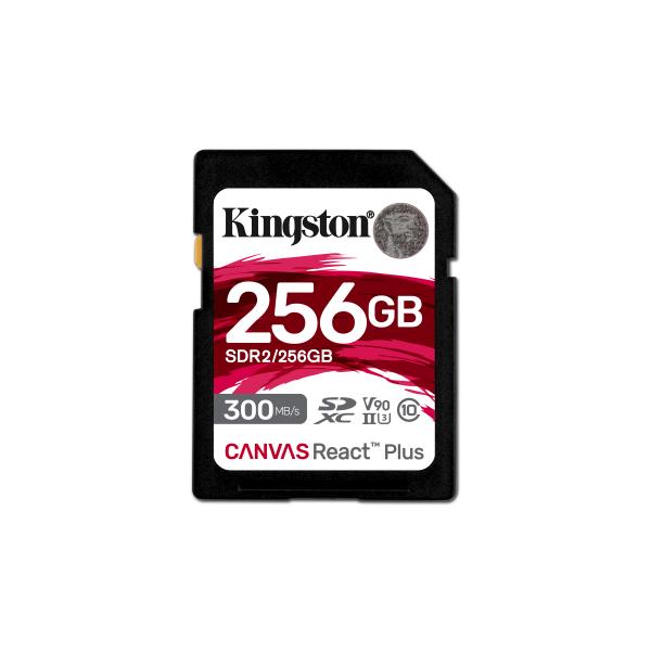 Kingston Technology 256GB Canvas React Plus SDXC UHS-II 300R/260W U3 V90 for Full HD/4K/8K (KTC 256GB SDXC CanvasReactPlus)