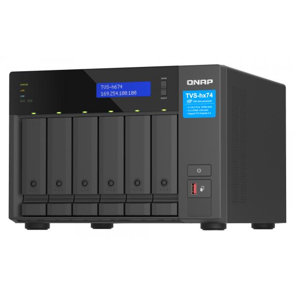 QNAP TVS-h674 NAS Tower Intel® Core™ i5 i5-12400 32 GB DDR4 60 TB HDD QuTS hero Nero (QNAP TVS-h674-i5-32G 60TB [WD RED PLUS] 6-bay QuTS hero NAS; Intel [2Years warranty])