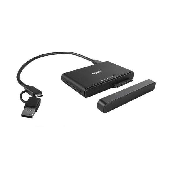 Lindy 43359 docking station per unità di archiviazione USB 3.2 Gen 2 [3.1 Gen 2] Type-C Nero (USB 3.2 Type C to M.2 NVMe & - SATA SSD Docking & Clone - Station - Warranty: 24M)