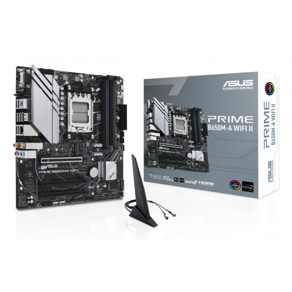 ASUS PRIME B650M-A WIFI II AMD B650 Socket AM5 micro ATX (Asus PRIME B650M-A WIFI II, AMD B650, AM5, Micro ATX, 4 DDR5, VGA, HDMI, DP, Wi-Fi 6, 2.5G LAN, PCIe4, 2x M.2)