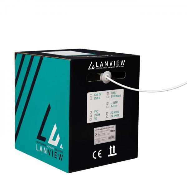 Lanview LVN122114 cavo di rete Bianco 305 m Cat6 U/UTP [UTP] (Cat6 U-UTP Network Cable - 4x2xAWG23 LSZH white 305m, - B2ca - Warranty: 300M)