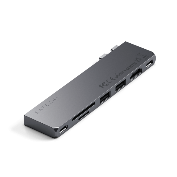 Satechi ST-HUCPHSM replicatore di porte e docking station per laptop USB 3.2 Gen 2 [3.1 Gen 2] Type-C Grigio (Satechi USB-C Pro Hub Slim - Space gre)