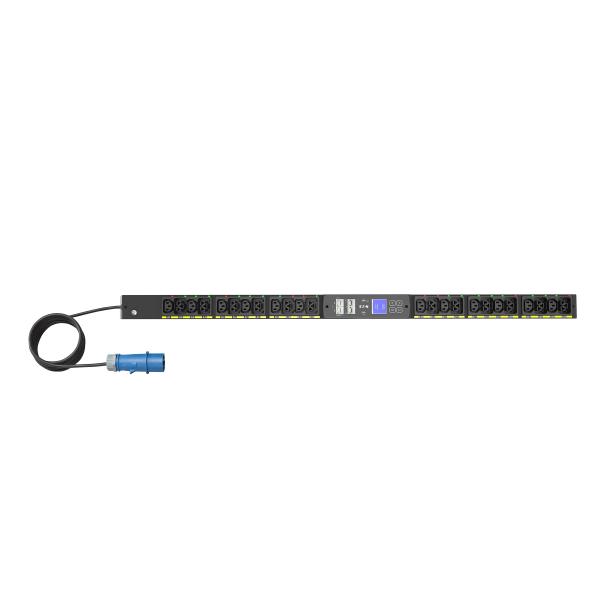 Eaton EVSWF116A unità di distribuzione dell'energia [PDU] 24 presa[e] AC 22.5U Nero (Eaton G4 - Power distribution unit [rack-mountable] - switched - AC 230-400 V - 3.7 kW - 1-phase - Ethernet 10/100/1000, USB - input: IEC 60309 16A - output connectors: 24 [12 x IEC 60320 C13, 12 x IEC 60320 C39] - 3 m cord - black)