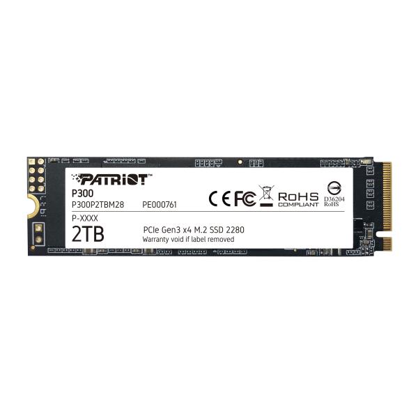 Patriot Memory P300 M.2 2 TB PCI Express 3.0 NVMe (Patriot P300 [P300P2TBM28] 2TB NVMe SSD, M.2 Interface, PCIe Gen3, 2280, Read 2100MB/s, Write 1650MB/s, 3 Year Warranty)
