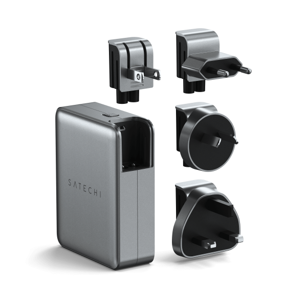 Satechi ST-W145GTM Caricabatterie per dispositivi mobili Universale Argento AC Ricarica rapida Interno (Satechi 145W USB-C 4-PortGaNTravelCharg)