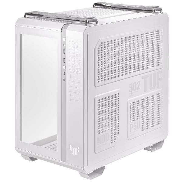 ASUS TUF Gaming GT502 PLUS Midi Tower Bianco (Asus TUF Gaming GT502 Plus Case w/ Front & Side Glass Windows, ATX, Dual Chamber, Modular Design, 4x ARGB Fans & Lighting Hub, USB-C, Carry Handles, White)