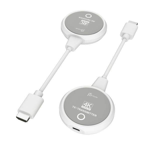 j5create JVAW75-N moltiplicatore AV Trasmettitore e ricevitore AV Grigio, Bianco (SCREENCAST 4K WIRELESS HDMI - DISPLAY EXTENDER)