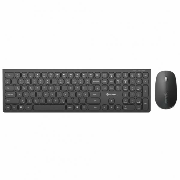 ALOGIC ASKBT3WC-DE tastiera Mouse incluso Casa/ufficio RF senza fili + Bluetooth QWERTY Tedesco Nero (ECHELON KEYBOARD/MOUSE COMBO - BLUETOOTH USB-C WIN BLACK) - Versione Tedesca