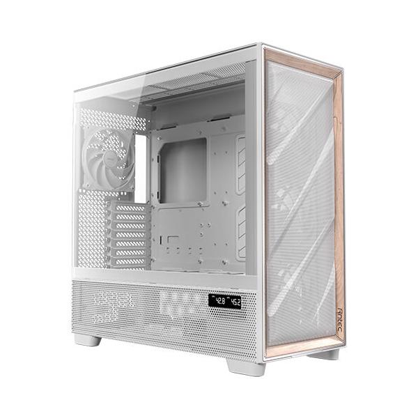 Antec FLUX PRO White EUV Full Tower Bianco, Legno (Antec Flux PRO Full Tower PC Case with Tempered Glass, White/Wood, 6 Pre-Installed Fans, USB Type-C, E-ATX/ATX/mATX/mITX Compatibility)