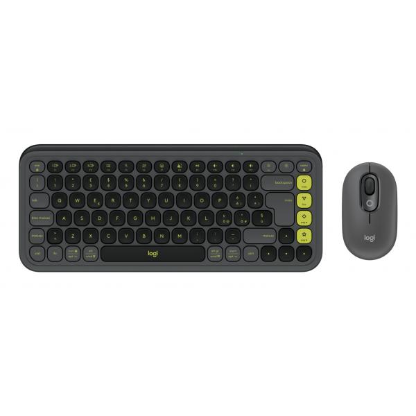 Logitech 920-013115 tastiera Mouse incluso Universale Bluetooth QWERTY Indiano Grafite, Verde (POP ICON COMBO MOUSE AND KB - GRAPHITE - ITA - MEDITER-412) - Versione Tedesca