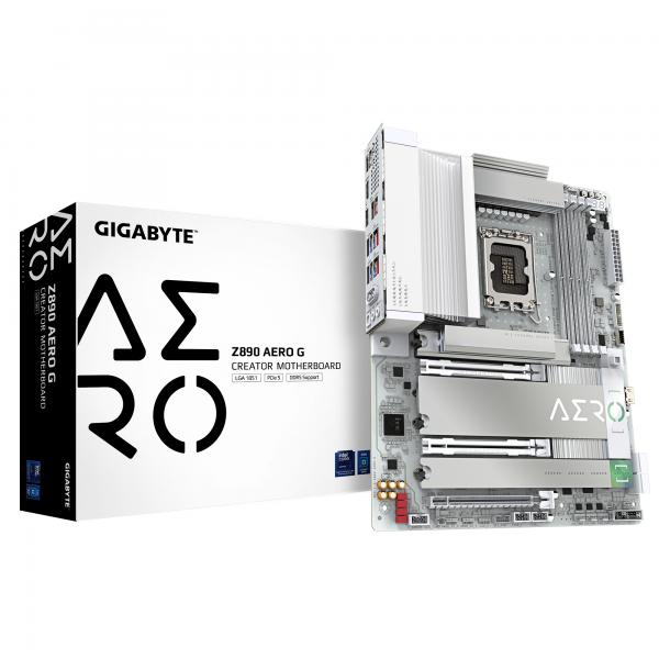 GIGABYTE Z890 AERO G Scheda Madre - Supporta CPU Intel Core Ultra [Serie 2], VRM a 16+1+2 fasi, fino a 8800MHz DDR5 [OC], 1xPCIe 5.0 + 4xPCIe 4.0, Wi-Fi 7, LAN 2.5GbE, Thunderbolt 4 (GIGA Z890 AERO G S1851/DDR5/ATX)