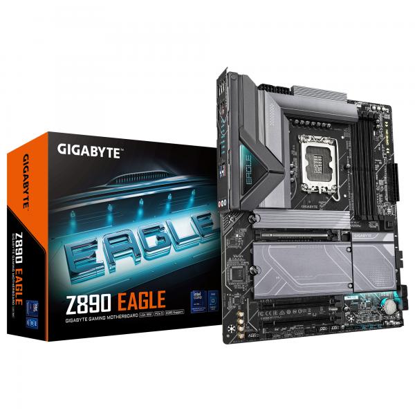 GIGABYTE Z890 EAGLE Scheda Madre - Supporta CPU Intel Core Ultra [Serie 2], VRM a 14+1+2 fasi, fino a 8800MHz DDR5 [OC], 1x PCIe 5.0 M.2 + 3x PCIe 4.0 M.2, LAN 2,5GbE, USB4 (Gigabyte - bundkort)