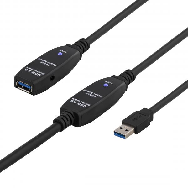 Deltaco USB3-1008 cavo USB USB 3.2 Gen 1 [3.1 Gen 1] 15 m USB A Nero (DELTACO USB3-1008 - USB forl?ngerkabel)