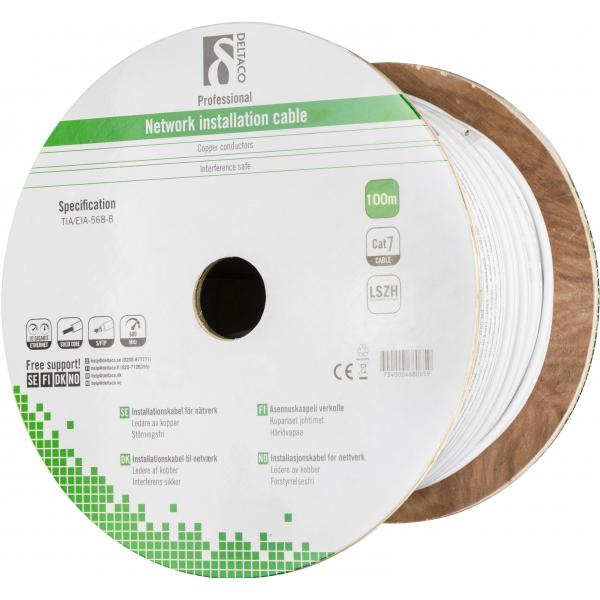 Deltaco TP-70C cavo di rete Bianco 100 m Cat7 S/FTP [S-STP] (DELTACO TP-70C - bulkkabel - 100 m - h)