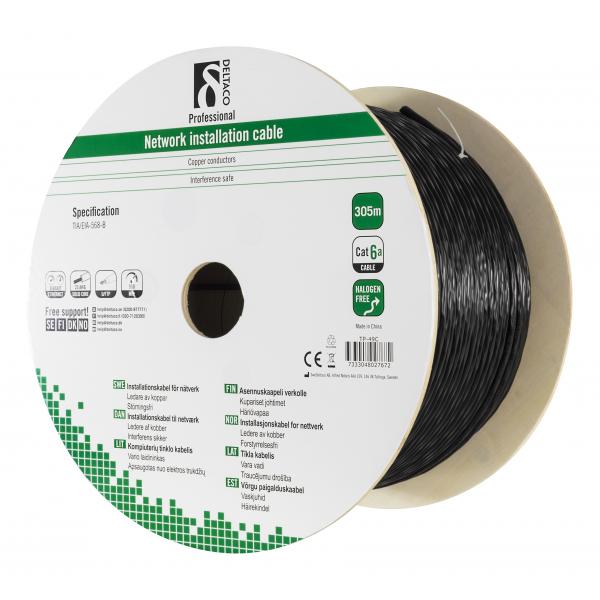 Deltaco TP-49C cavo di rete Nero 305 m Cat6a U/FTP [STP] (DELTACO bulkkabel - 305 m - sort)