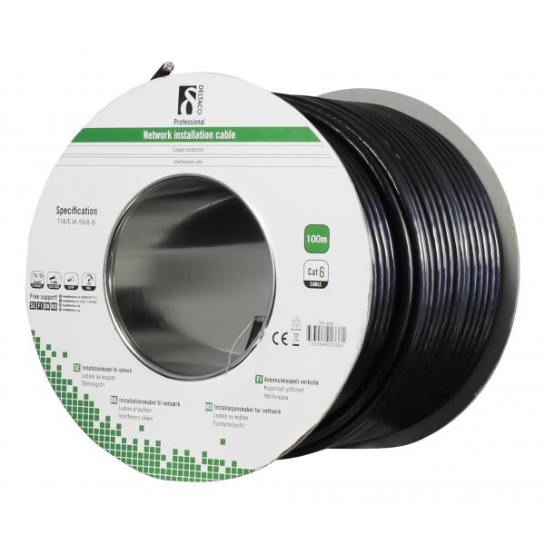 Deltaco TP-49F cavo di rete Nero 100 m Cat6 F/UTP [FTP] (DELTACO TP-49F - bulkkabel - 100 m - s)