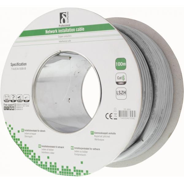 Deltaco TP-46H cavo di rete Grigio 100 m Cat6 U/UTP [UTP] (DELTACO TP-46H - bulkkabel - 100 m - g)