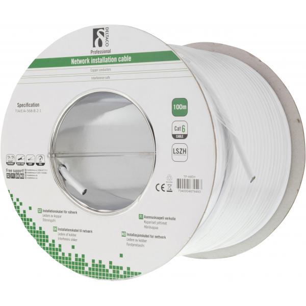 Deltaco TP-48EH cavo di rete Bianco 100 m Cat6 F/UTP [FTP] (DELTACO TP-48EH - bulkkabel - 100 m -)