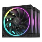DeepCool FL12-3 in 1 Case per computer Ventilatore 12 cm Nero 3 pz (DeepCool FL12 120mm PWM 3 Pack Fan - High Performance, Low Noise, Fluid Dynamic Bearing, 36 ARGB LEDs, 500-2150 RPM, 55 CFM Airflow