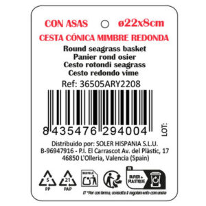 Scatola portaoggetti Privilege vimini ø 22 x 8 cm (12 Unità)