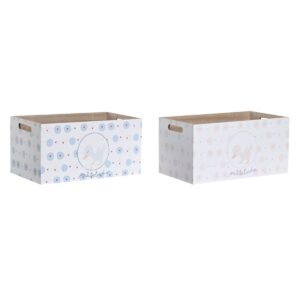 Scatola portaoggetti DKD Home Decor Azzurro Rosa Legno MDF 36 x 21 x 18 cm (2 Unità)