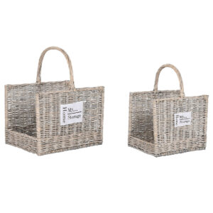 Supporto per Legna Home ESPRIT Naturale vimini 47 x 35 x 54 cm